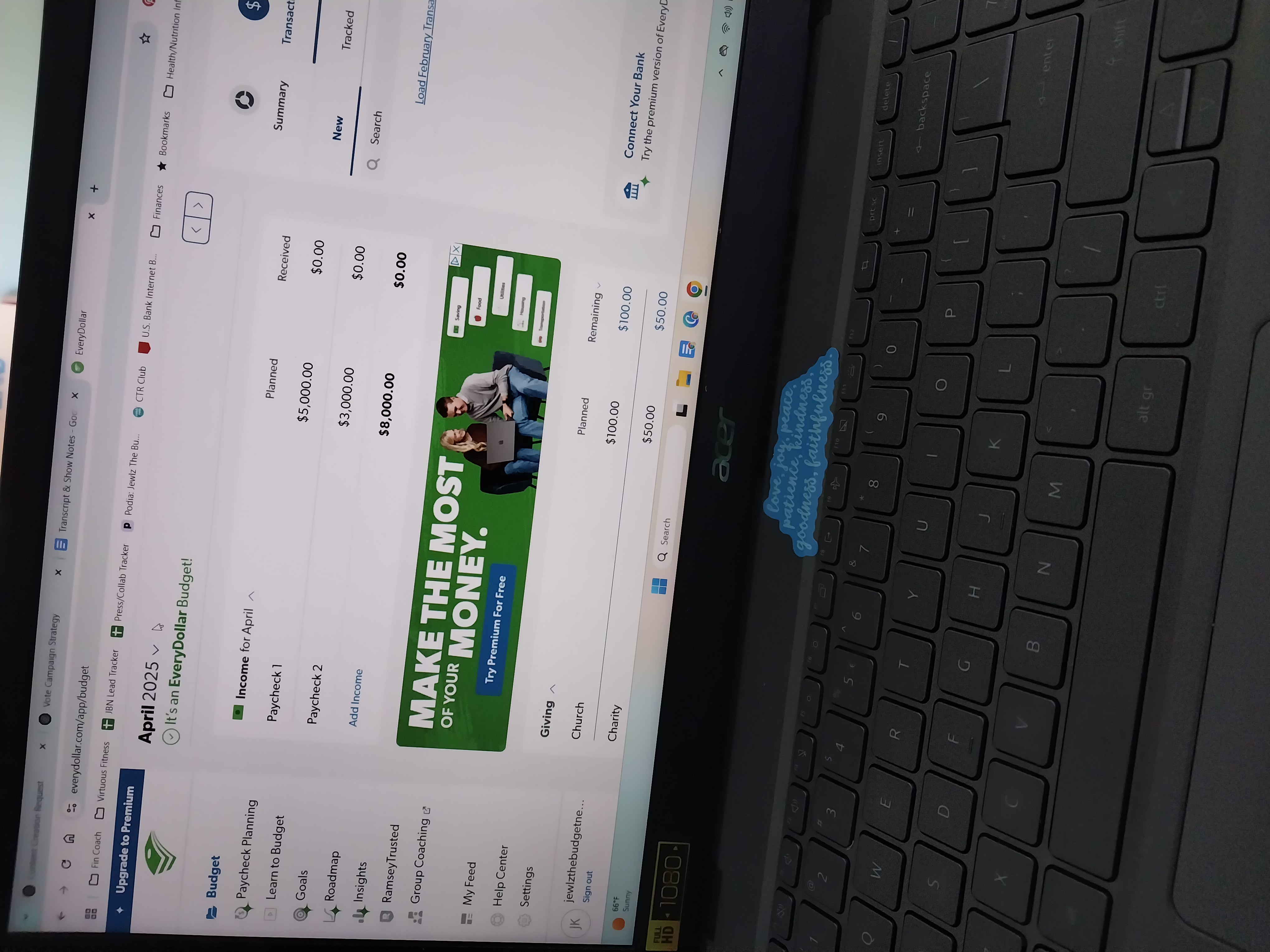 Screenshot of Budgeting App